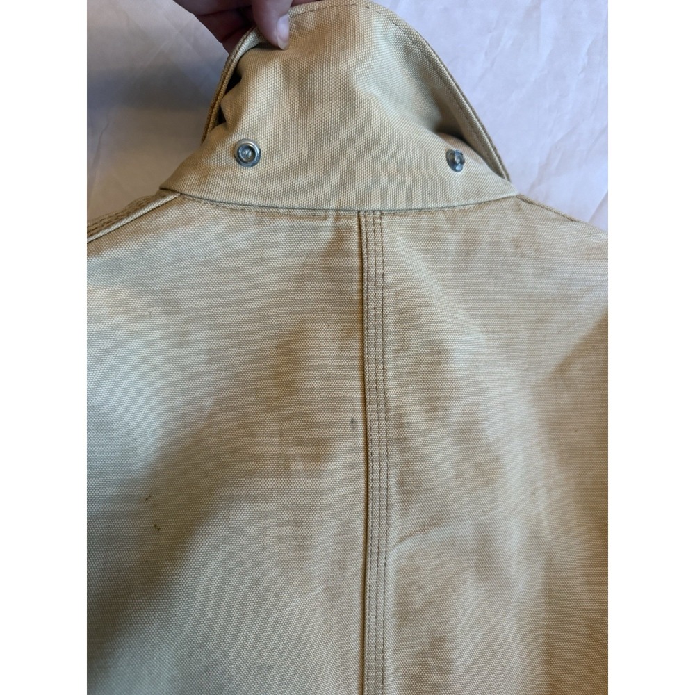 Vintage Carhartt USA Chore Coat Blanket Lined Tan Duck Work Jacket 100 Years Vtg - Picture 15 of 16